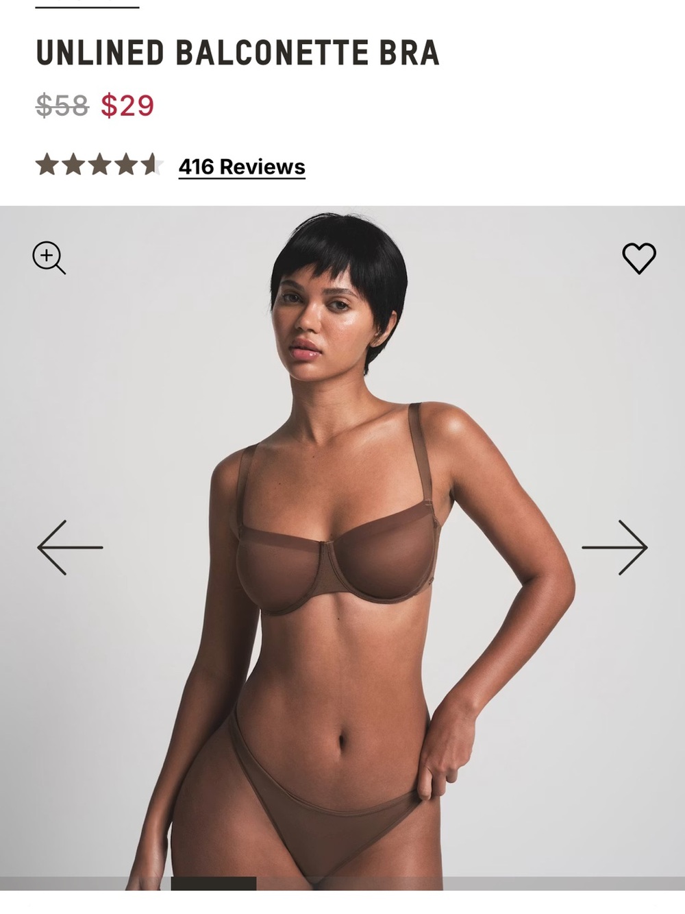 SKIMS Unlined Balconette Bra — Chocolate Brown